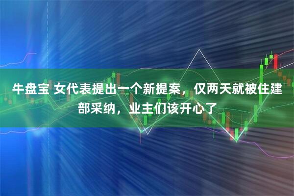 牛盘宝 女代表提出一个新提案，仅两天就被住建部采纳，业主们该开心了